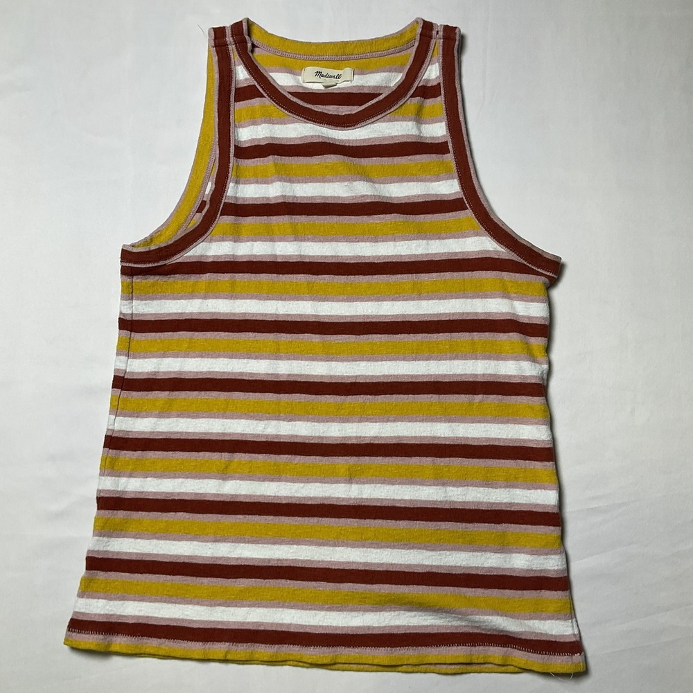 Madewell Knit Tank Top Orange, Pink, Burgundy, White Womens Sz M Striped 521